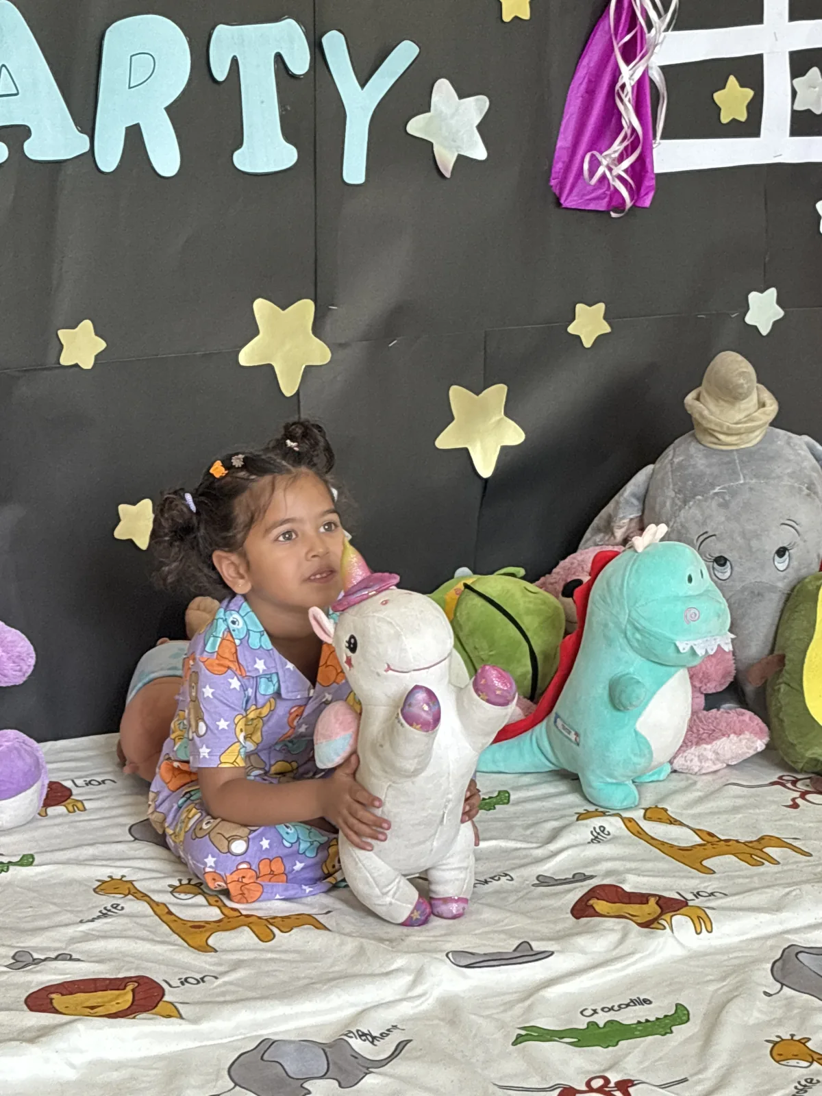 Children enjoying a pyjama party at school