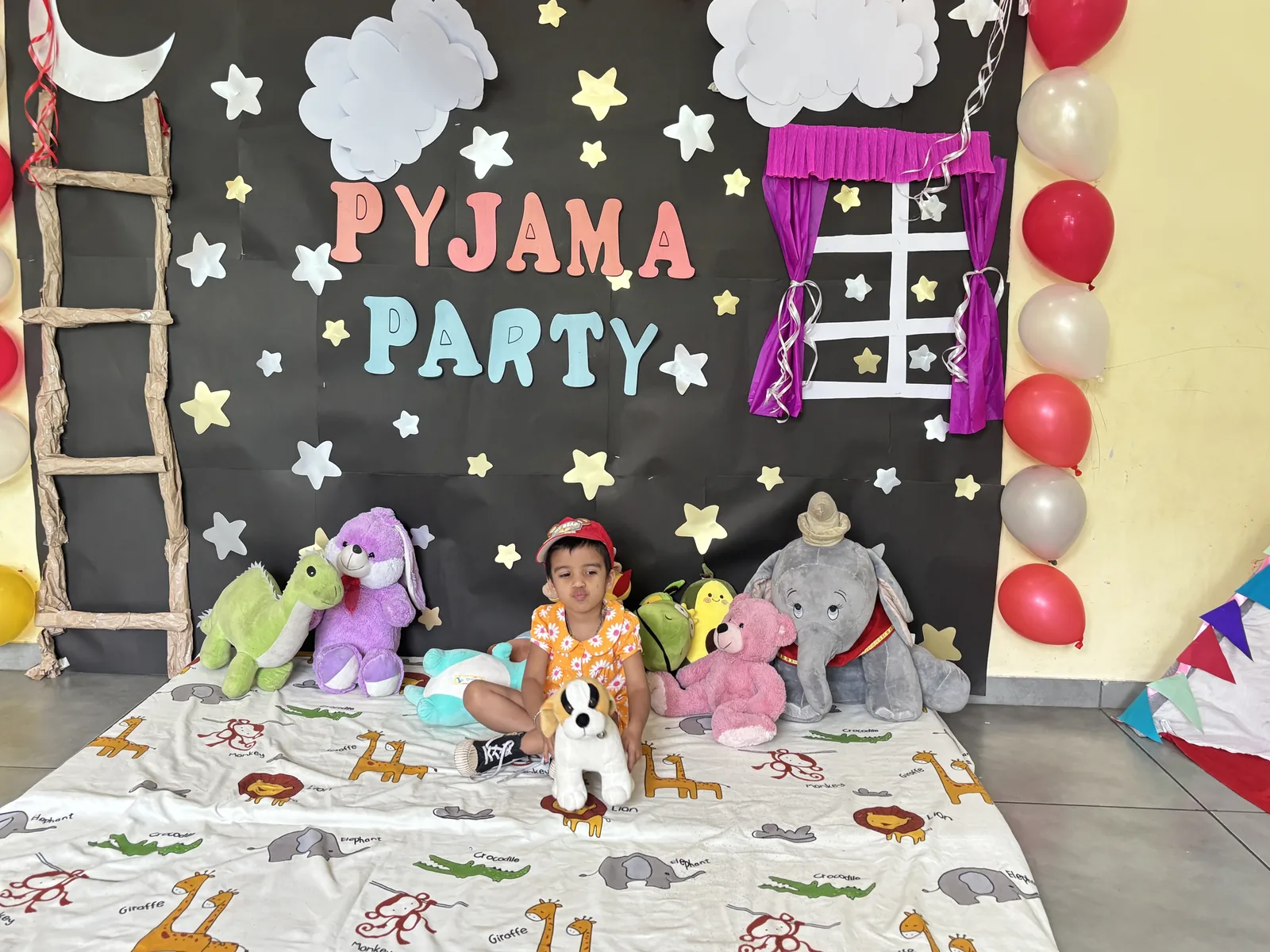 Children playing games during the pyjama party