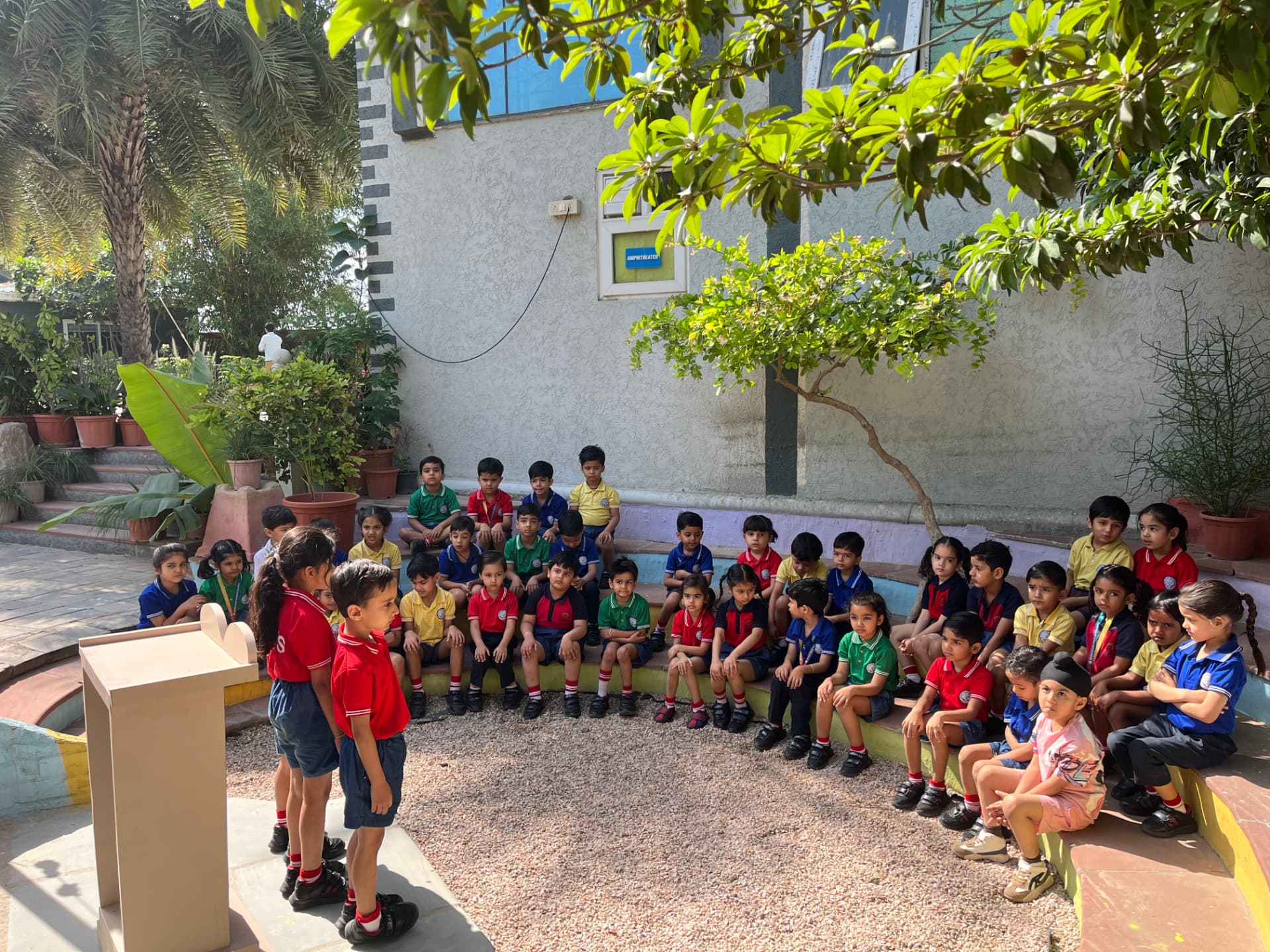 Story time in an open-air classroom